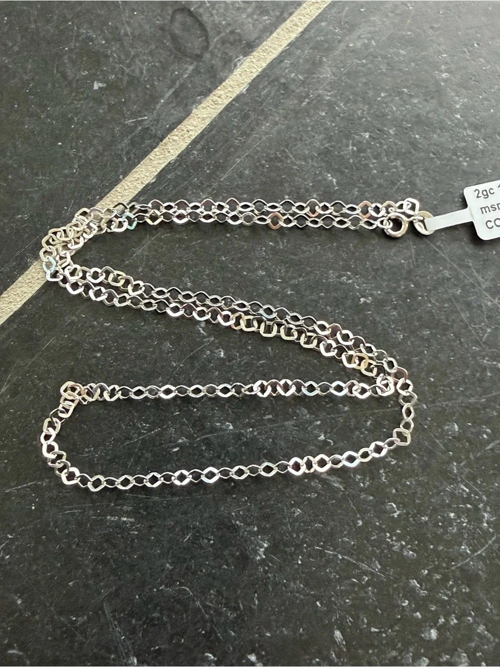 Faceted 14kt. White Gold Square Link Necklace 20” long